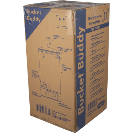 Bucket Buddy w/ Heating - 35L Stainless Steel Fermenter with Integrated 36W Element - 110-120V