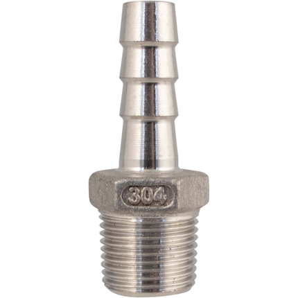 Stainless - 3/8 in. BSPP Male x 10 mm Hose Barb