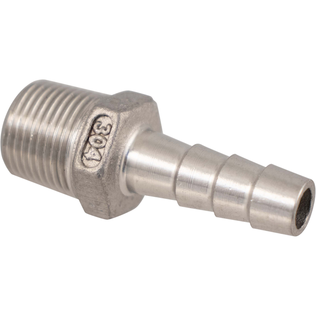 Stainless - 3/8 in. BSPP Male x 10 mm Hose Barb