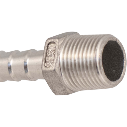 Stainless - 3/8 in. BSPP Male x 10 mm Hose Barb