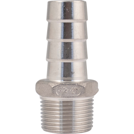 Stainless - 3/4 in. BSPP Male x 20 mm Hose Barb