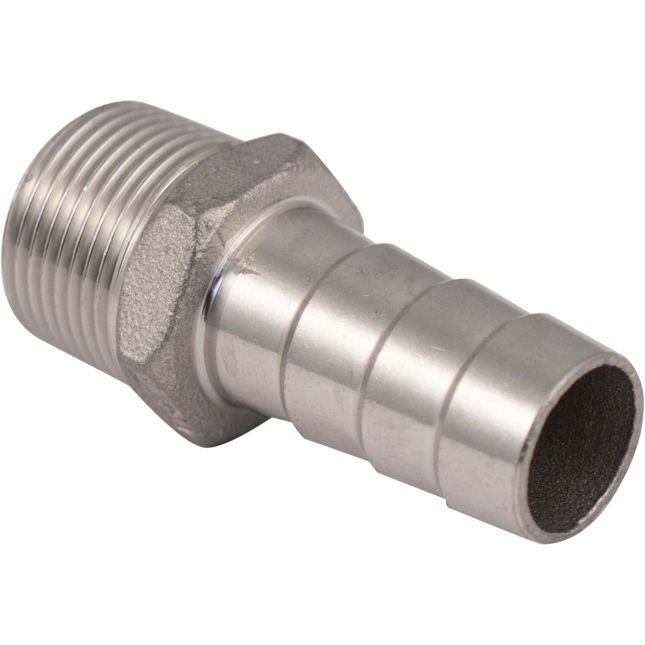 Stainless - 3/4 in. BSPP Male x 20 mm Hose Barb
