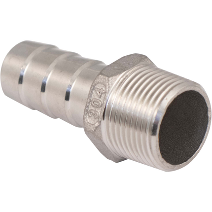 Stainless - 3/4 in. BSPP Male x 20 mm Hose Barb