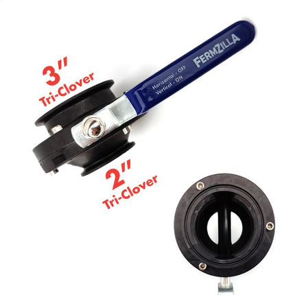 FermZilla Tri-Conical - Butterfly Valve - 2 in. x 3 in. T.C.