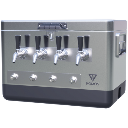 KOMOS Stainless 4 Tap Jockey Box - Front Entry