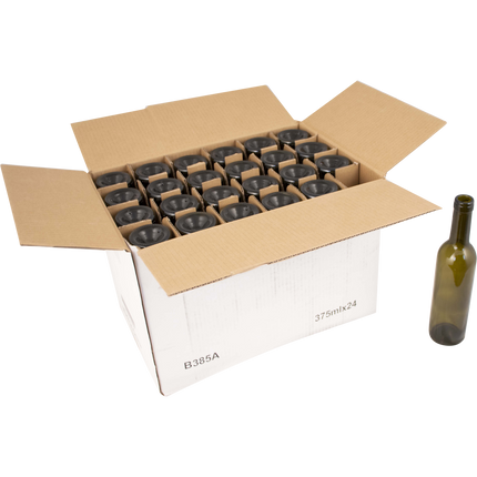 375mL Antique Green Claret/Bordeaux Farro Glass Wine Bottles - Case of 24 - PLACEHOLDER