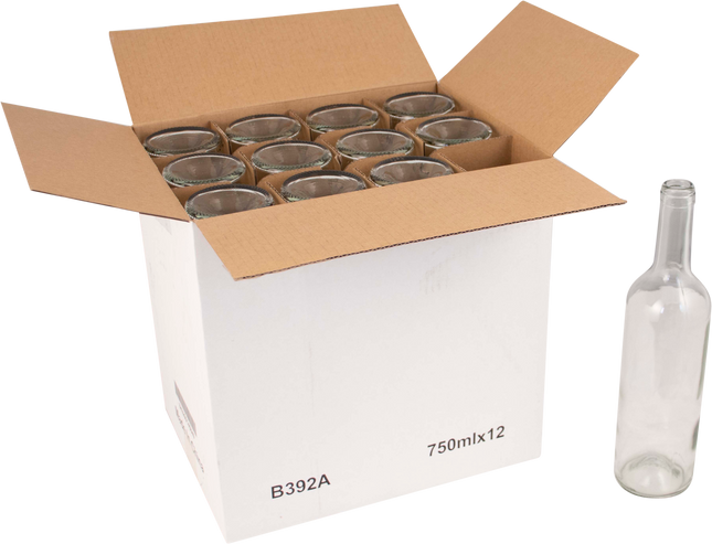 750mL Flint/Clear Claret/Bordeaux Farro Glass Wine Bottles, Punted - Case of 12 - PLACEHOLDER