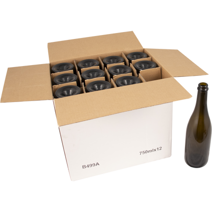 750mL Antique Green Farro Glass Champagne Bottles, Punted - Case of 12 - PLACEHOLDER