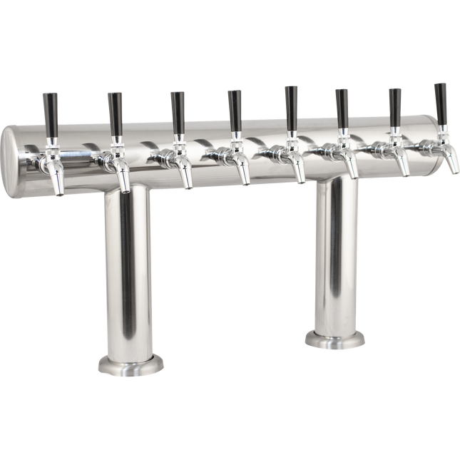Komos Double T Bar Draft Tower - Brushed Stainless - 8 Tap