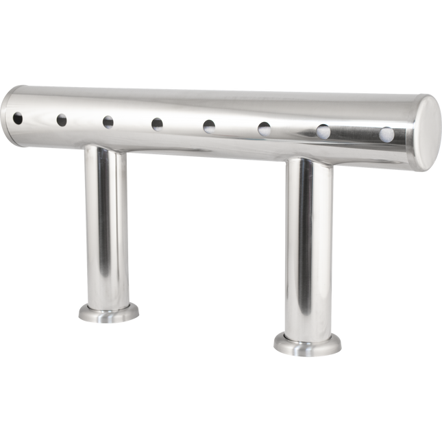 Komos Double T Bar Draft Tower - Brushed Stainless - 8 Tap