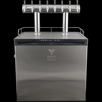 Komos Double T Bar Draft Tower - Brushed Stainless - 8 Tap