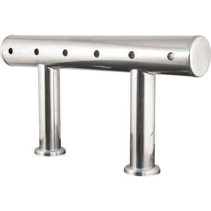 Komos Double T Bar Draft Tower - Brushed Stainless - 6 Tap