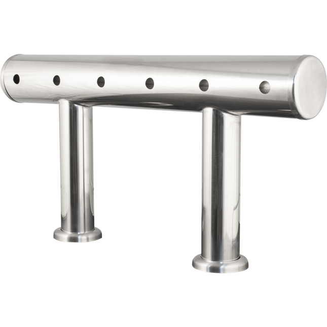 Komos Double T Bar Draft Tower - Brushed Stainless - 6 Tap