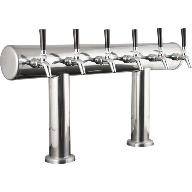 Komos Double T Bar Draft Tower - Brushed Stainless - 6 Tap