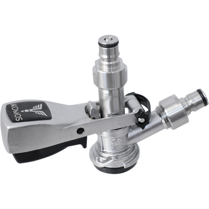 KOMOS Keg Coupler - S Style Sanke Coupler with PRV (Stainless) w/ Ball Lock Quick Disconnect (QD) Adapters