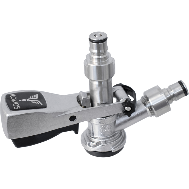KOMOS Keg Coupler - S Style Sanke Coupler with PRV (Stainless) w/ Ball Lock Quick Disconnect (QD) Adapters