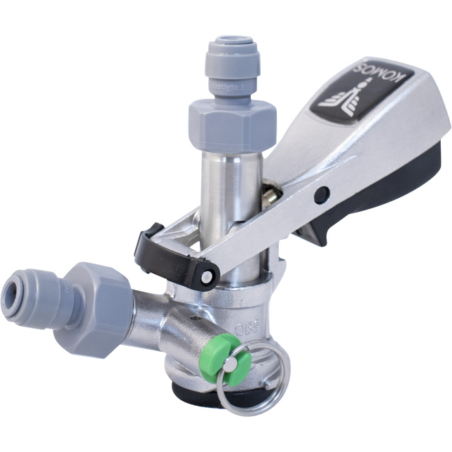 KOMOS Keg Coupler - S Style Sanke Coupler with PRV (Stainless) w/ 8mm Duotight Adapters