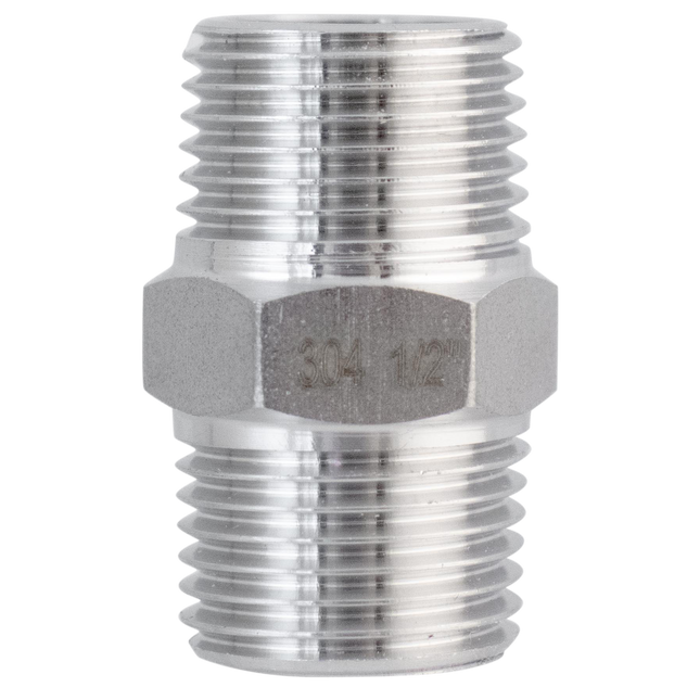 Stainless - 1/2 in. BSPT Hex Nipple