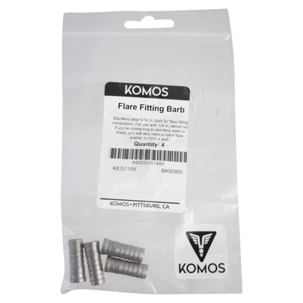 Komos - Flare Fitting - Stainless 5/16 in. Barb - Pack of 4