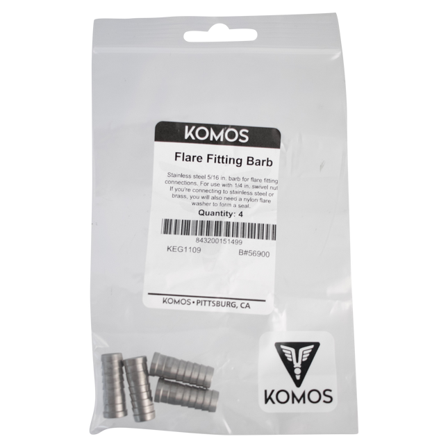 Komos - Flare Fitting - Stainless 5/16 in. Barb - Pack of 4