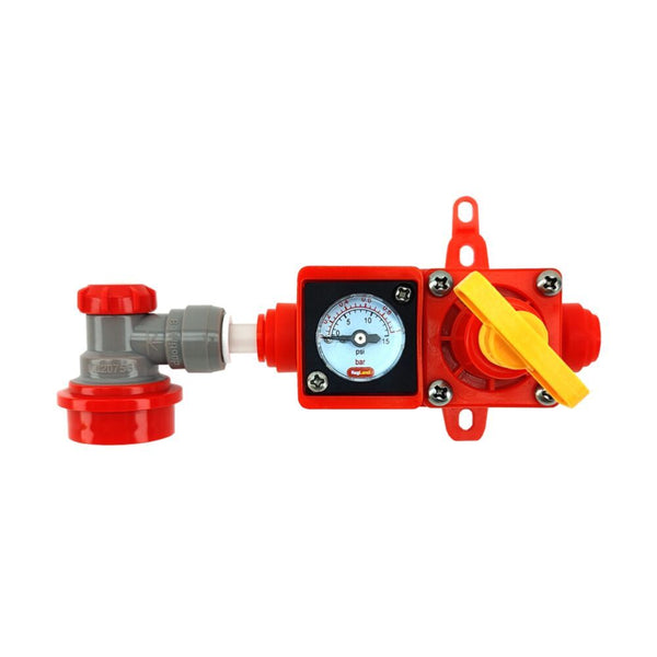 Duotight BlowTie 2 | Complete Kit | Diaphragm Spunding Valve | Built-In Pressure Gauge | 0-15 PSI | 8 mm Duotight | Duotight Ball Lock Quick Disconnect (QD)