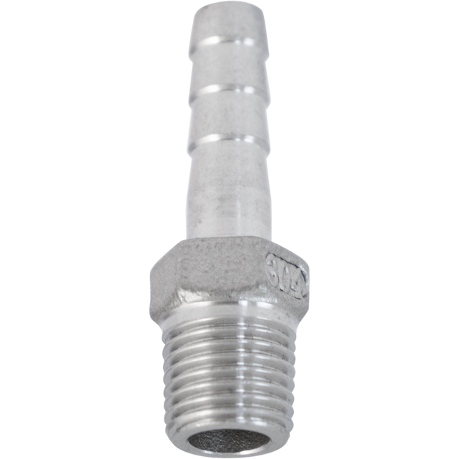 Stainless - 1/4 in. BSPP Male x 8 mm Hose Barb