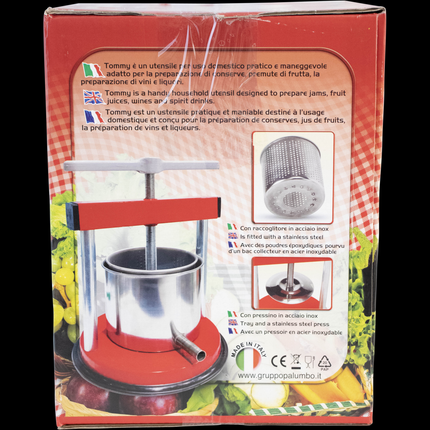 Palumbo - Small Fruit Press - Red "Tommy" - Enameled & Stainless Steel