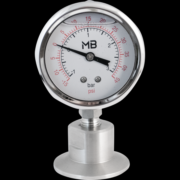 MB® Oil Filled Pressure/Vacuum Gauge | -15-45 PSI | Stainless 1.5