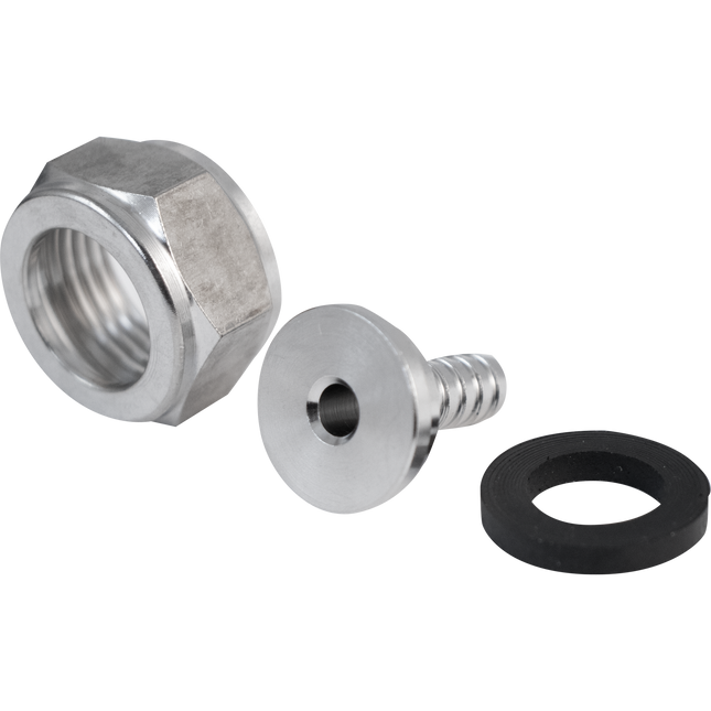 Komos - Stainless 1/4 in. Tailpiece, Hex Nut and Gasket