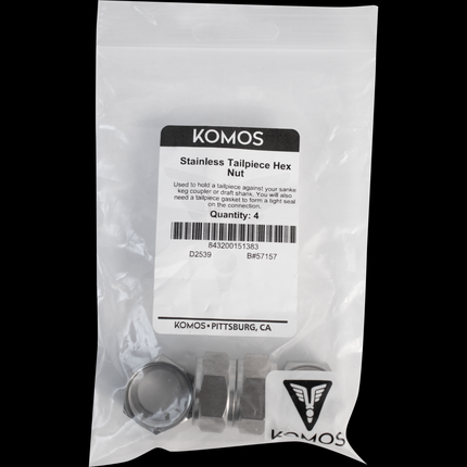 Komos - Stainless Tailpiece Hex Nut - Pack of 4