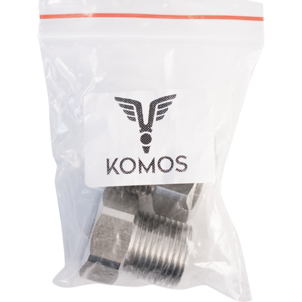 Komos - Stainless - 1/2 in. Male BSP x Female Beer Thread (5/8 in. BSP) Adapter - 2 Pack
