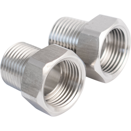 Komos - Stainless - 1/2 in. Male BSP x Female Beer Thread (5/8 in. BSP) Adapter - 2 Pack