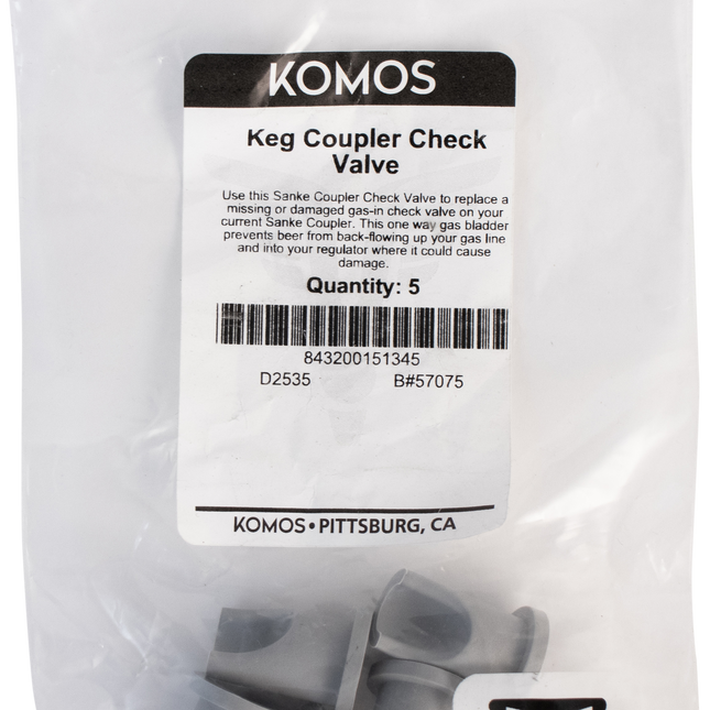 Komos - Sanke Tap Keg Coupler One Way Gas Bladder - Check Valve - Pack of 5
