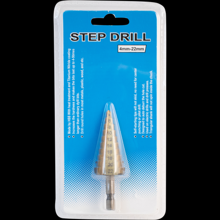 Self-Starting HSS Step/Stepped Drill Bit 4-22mm - Titanium Nitride Coated