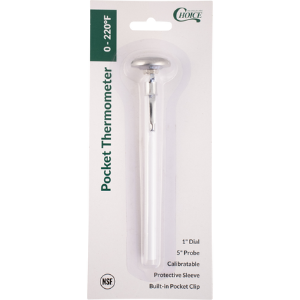 Pocket Thermometer - 1 in. Dial - 0-220F