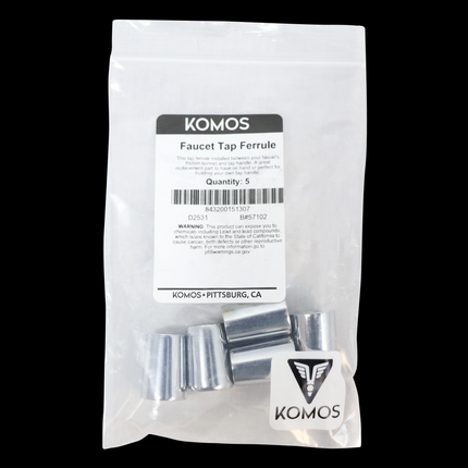 Komos - Chrome Beer Faucet Tap Ferrule - Pack of 5