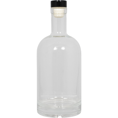 Spirit Bottle | Glass Liquor Bottle | Clear | 750 mL | Synthetic Cork Stopper Included | Single