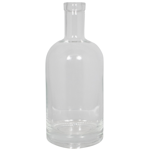 750 mL Flint Glass Spirit Bottle w/ Black Synthetic Cork