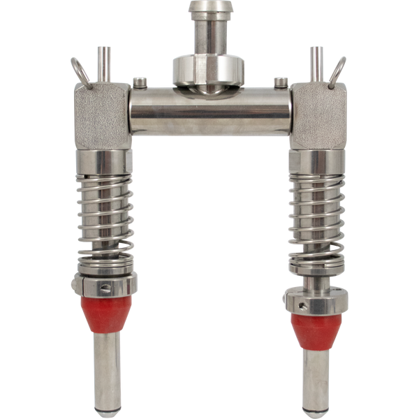 EnoItalia | Large Format Bottle Filling Head | 2 Spout | For Gravity Wine Bottle Fillers