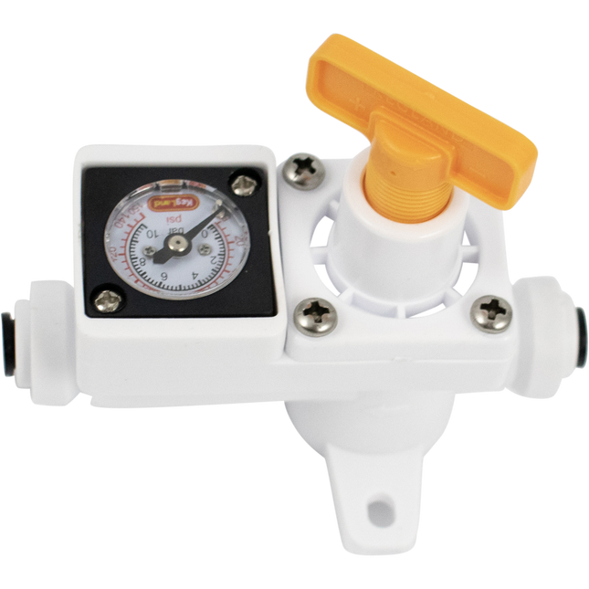 Duotight In-Line Plastic Regulator w/ Integrated Pressure Gauge (0-150 psi) - 6.35 mm