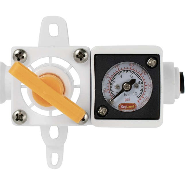 Duotight In-Line Plastic Regulator w/ Integrated Pressure Gauge (0-150 psi) - 6.35 mm