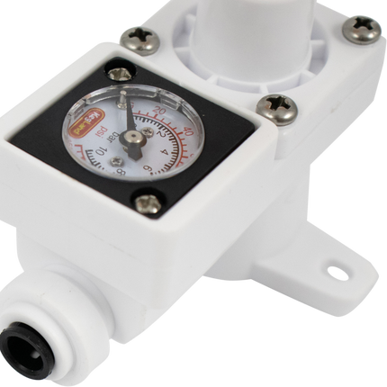 Duotight In-Line Plastic Regulator w/ Integrated Pressure Gauge (0-150 psi) - 6.35 mm