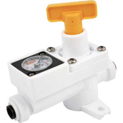 Duotight In-Line Plastic Regulator w/ Integrated Pressure Gauge (0-150 psi) - 6.35 mm