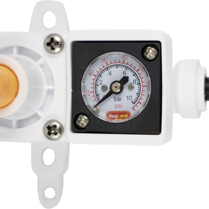 Duotight In-Line Plastic Regulator w/ Integrated Pressure Gauge (0-150 psi) - 6.35 mm