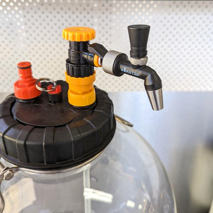 NukaTap Mini Faucet - Plastic - Matte Black - w/ FC Ball Lock Quick Disconnect (QD), Duotight Adapter, Self Closing Spring
