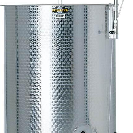 Speidel 2200L, 1400mm Diameter FO Dish Bottom Variable Volume Tank w/ Lid - Partial Jacket - Manway