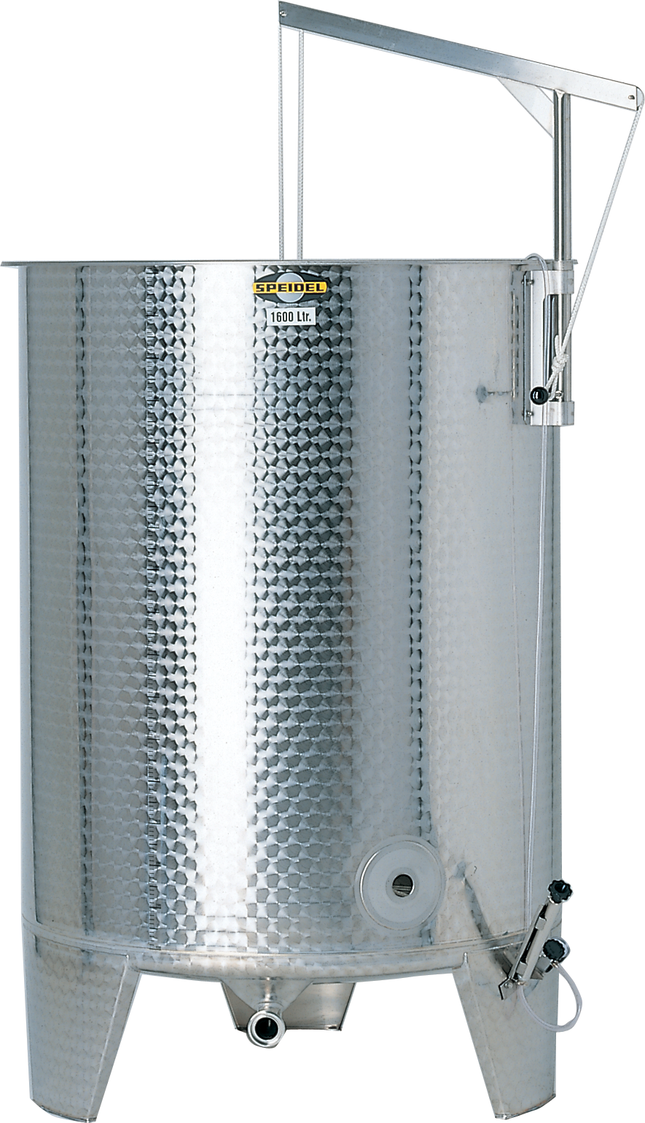Speidel 3850L, 1600mm Diameter FO Dish Bottom Variable Volume Tank w/ Lid - Partial Jacket - Manway