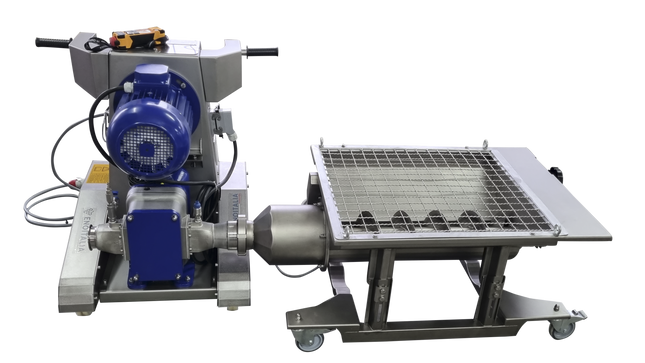 EnoItalia - Lobe Rotor Eurofill Pump - Automatic Control Panel and Motorized Collection Bin (Receiving Hopper)