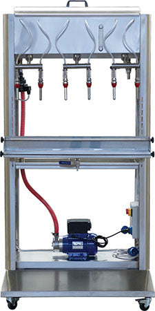 EnoItalia Wine Bottle Filler (Professional) - 6 Spout on Cart with Pump and Float Switch - 110V