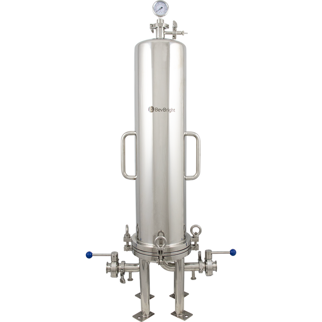 BevBright 316 Electro Polished S/S Cartridge Filter Housing - 30 in. - 3 Module Capacity - with fitting